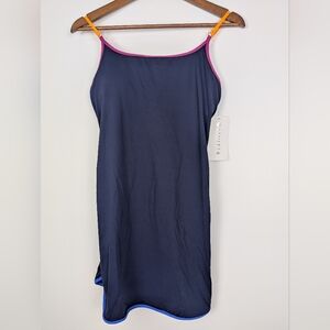NWT Athleta Kapalua Navy Swim Dress Sz.M Stretch Adjustable Straps Built-In Bra